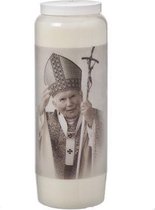 Noveenkaars - 9 Dagen brander - Gedenkkaars - Herdenkingslicht - Wit Met tekst Jean-paul II - Met gebed