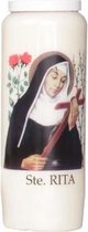 Noveenkaars - 9 Dagen brander - Gedenkkaars - Herdenkingslicht - Wit Met tekst St.rita - Avec priere