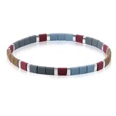 Twice As Nice Armband in goudkleurig edelstaal, beads, grijs, bordeaux