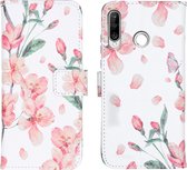 iMoshion Design Softcase Book Case Huawei P30 Lite hoesje - Blossom Watercolor White