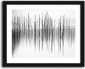 Foto in frame , Stokken in het water ​, 70x100cm , Zwart wit  , Premium print