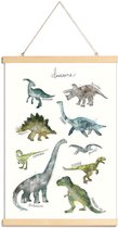 JUNIQE - Posterhanger Dinosaurussen illustratie -40x60 /Blauw & Groen
