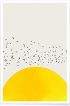 JUNIQE - Poster A Thousand Birds -30x45 /Geel