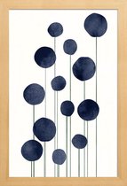 JUNIQE - Poster in houten lijst Waterflowers -60x90 /Blauw & Wit