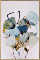 JUNIQE - Poster met kunststof lijst Bloom 0831 -20x30 /Blauw & Grijs