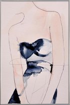 JUNIQE - Poster met kunststof lijst Figure 4 -13x18 /Blauw & Ivoor