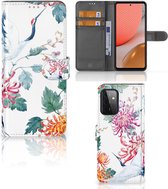 Telefoonhoesje Geschikt voor Samsung Galaxy A72 Wallet Bookcase Bird Flowers