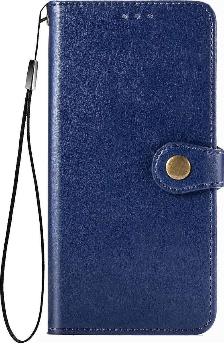 Mobigear Telefoonhoesje geschikt voor Samsung Galaxy S20 FE Hoesje | Mobigear Snap Button Bookcase Portemonnee | Pasjeshouder voor 3 Pasjes | Telefoonhoesje voor Pinpas / OV Kaart / Rijbewijs - Blauw