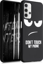 kwmobile telefoonhoesje compatibel met Samsung Galaxy A32 5G - Hoesje voor smartphone in wit / zwart - Don't Touch My Phone design