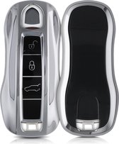 kwmobile autosleutel hoesje compatibel met Porsche 3-knops autosleutel (alleen Keyless) - autosleutel behuizing in hoogglans zilver