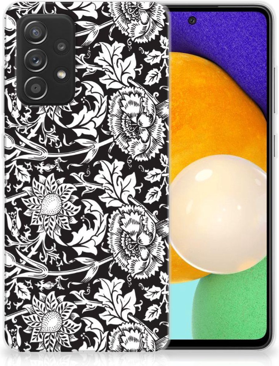 Back Cover voor Samsung Galaxy A52 (5G/4G) TPU Case Black Flowers