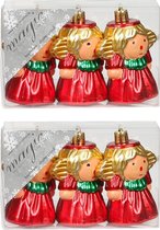 6x stuks kunststof kersthangers engeltjes rood 8 cm kerstornamenten - Kunststof ornamenten kerstversiering