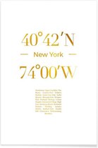 JUNIQE - Poster New York gouden -40x60 /Goud & Wit