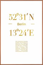 JUNIQE - Poster met kunststof lijst Berlin gouden -13x18 /Goud & Wit