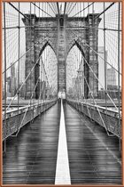 JUNIQE - Poster met kunststof lijst Brooklyn Bridge -40x60 /Wit &