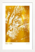 JUNIQE - Poster met houten lijst New York gouden -13x18 /Goud & Wit