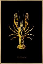 JUNIQE - Poster met kunststof lijst American Lobster gouden -20x30