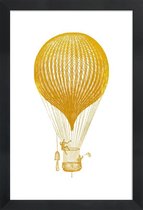 JUNIQE - Poster met houten lijst Air Balloon gouden -40x60 /Goud & Wit