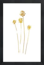 JUNIQE - Poster met houten lijst Palm Silhouettes gouden -20x30 /Goud