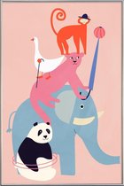 JUNIQE - Poster met kunststof lijst Animal Pyramid -60x90 /Kleurrijk