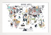 JUNIQE - Poster in houten lijst Animal Kingdom -40x60 /Kleurrijk