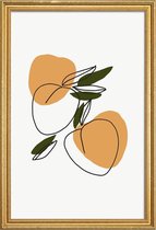JUNIQE - Poster met houten lijst Peaches -30x45 /Grijs & Groen