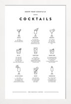 JUNIQE - Poster met houten lijst Cocktail infographic -60x90 /Wit &
