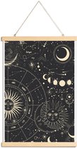 JUNIQE - Posterhanger Astrology Wheel -30x45 /Zwart