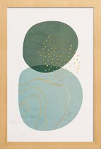 JUNIQE - Poster met houten lijst Foam gouden -13x18 /Goud & Groen