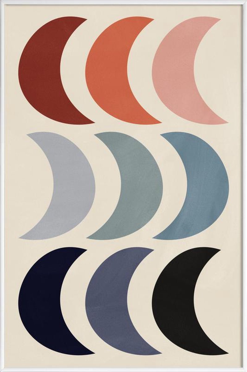 JUNIQE Poster in kunststof lijst Crescents 20x30 /Kleurrijk