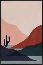 JUNIQE - Poster in kunststof lijst Desert -40x60 /Grijs & Rood