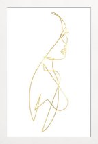 JUNIQE - Poster met houten lijst Femme I gouden -30x45 /Goud & Wit
