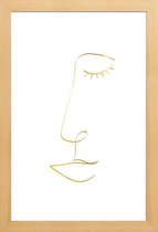 JUNIQE - Poster met houten lijst Line Portrait gouden -20x30 /Goud &