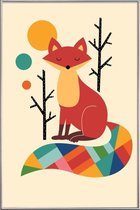 JUNIQE - Poster met kunststof lijst Regenboog Vos -13x18 /Kleurrijk