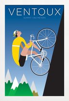JUNIQE - Poster met houten lijst Ventoux -13x18 /Blauw & Geel