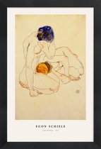 JUNIQE - Poster in houten lijst Schiele - Two Friends -20x30 /Blauw &