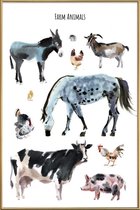 JUNIQE - Poster met kunststof lijst Farm Animals -60x90 /Bruin & Grijs
