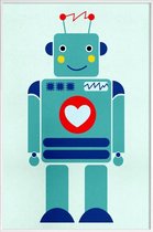 JUNIQE - Poster met kunststof lijst Robot with a Heart -13x18