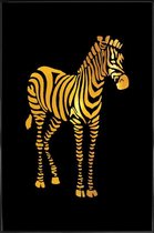 JUNIQE - Poster met kunststof lijst Zebra gouden -30x45 /Goud & Zwart