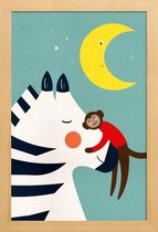 JUNIQE - Poster in houten lijst Goodnight Hug -30x45 /Kleurrijk