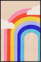 JUNIQE - Poster in kunststof lijst Regenboog en wolken -30x45