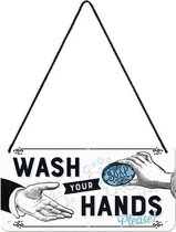 Wandbord - Wash Your Hands Please - leuk voor in Toilet of badkamer