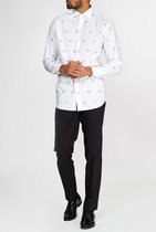 OppoSuits Christmas Icons Shirt - Heren Overhemd - Kerst - Wit - Maat EU 41/42
