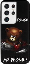 - ADEL Siliconen Back Cover Softcase Hoesje Geschikt voor Samsung Galaxy S21 Ultra - Don't Touch My Phone Beren
