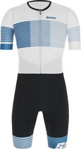 Santini Snelpak Heren Blauw Zwart - Freccia Redux Short Sleeve Aero Trisuit - Img Long Distance - XS
