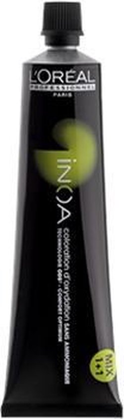 Tube L'Oréal Professionnel iNOA haarkleuring op een witte achtergrond.