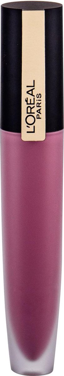 Roze L'Oréal Paris vloeibare lippenstift met zwarte en gouden applicator.