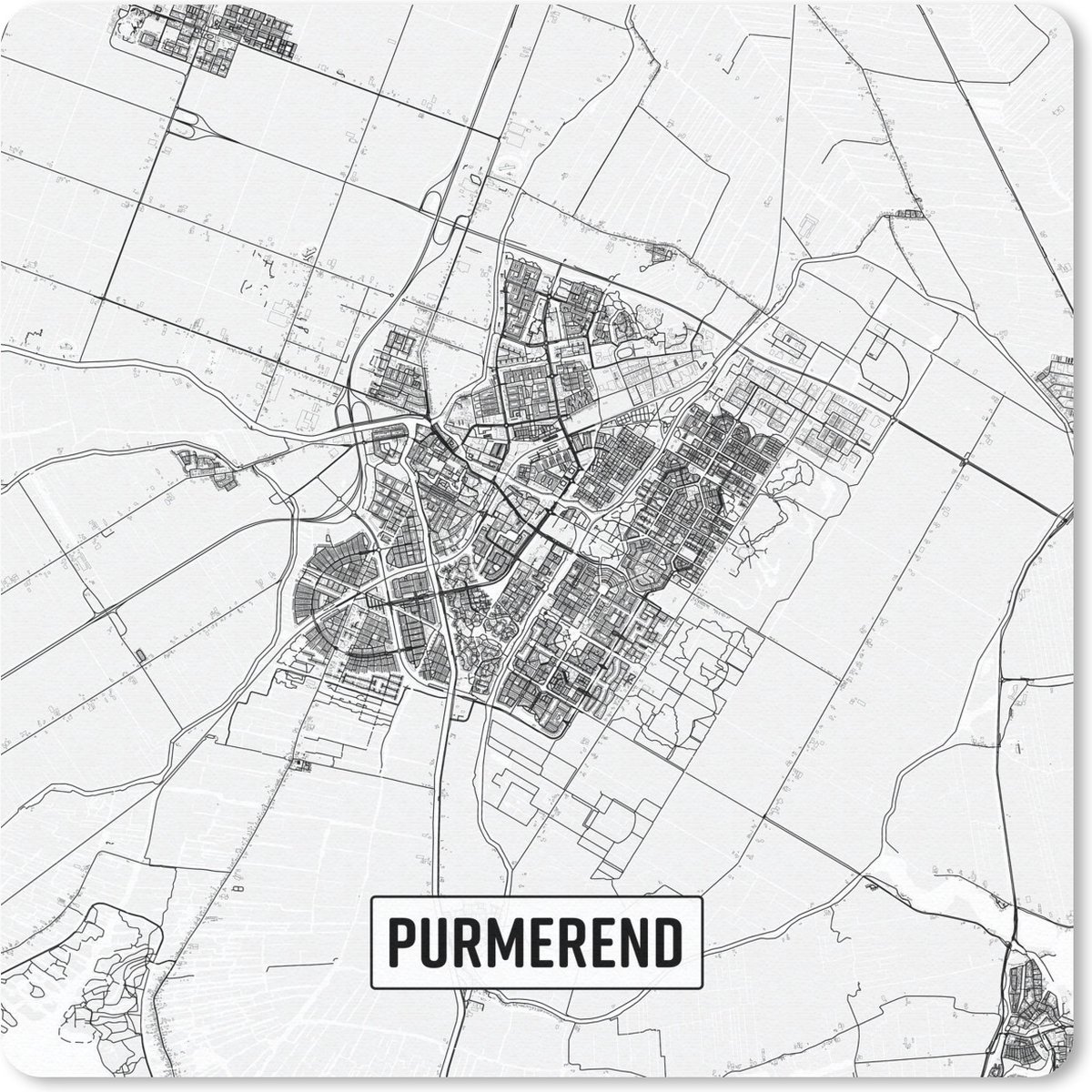 Muismat 20x20 cm - Mousepad Stadskaart Purmerend - Muismatten