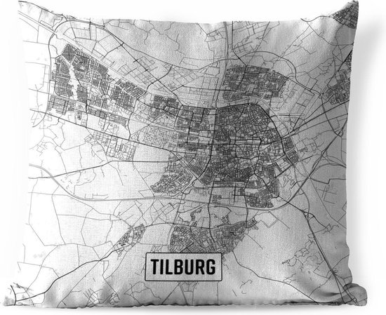 Buitenkussens - Tuin - Stadskaart Tilburg - 60x60 cm
