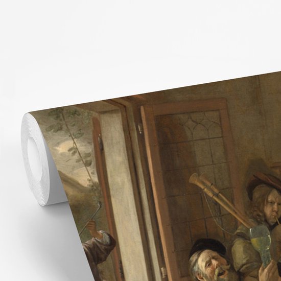 Papier peint vinyle - La famille joyeuse - Peinture de Jan Steen largeur 325 cm x hauteur 260 cm - Tirage photo sur papier peint (disponible en 7 tailles)